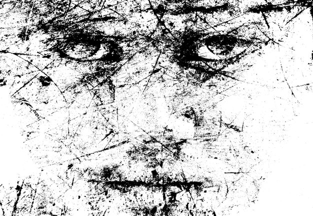 Фото Монохромное изображение лица человека с трещинами и царапинами
