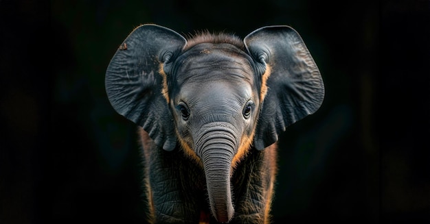 Monochrome portrait of an African elephant with expressive eyes