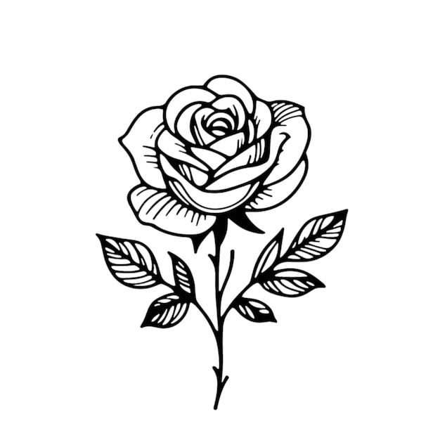 Photo monochrome rose sketch
