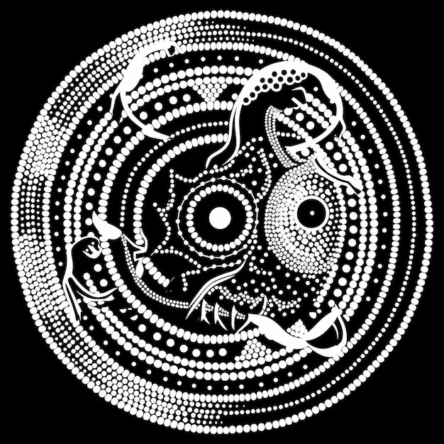 Foto monochrome serpent schone en scherpe inkt voor een aboriginal dot art snake kleurpagina