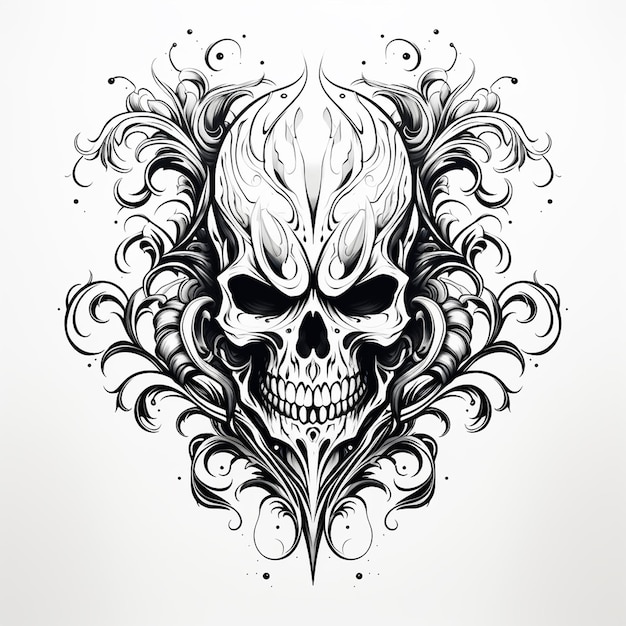 Monochrome Skull Art Retro Haunting