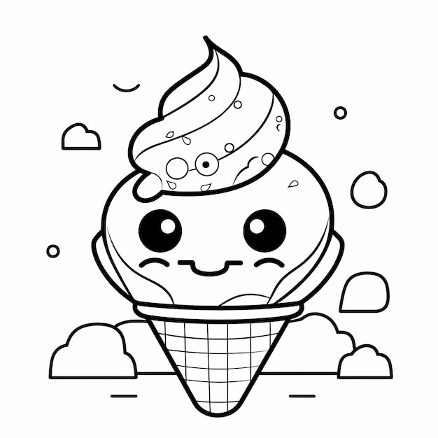 Foto monochrome treat black and white cartoon ice cream coloring fun per i bambini