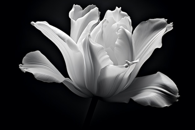 Monochrome tulip blossom on black background beauty generated