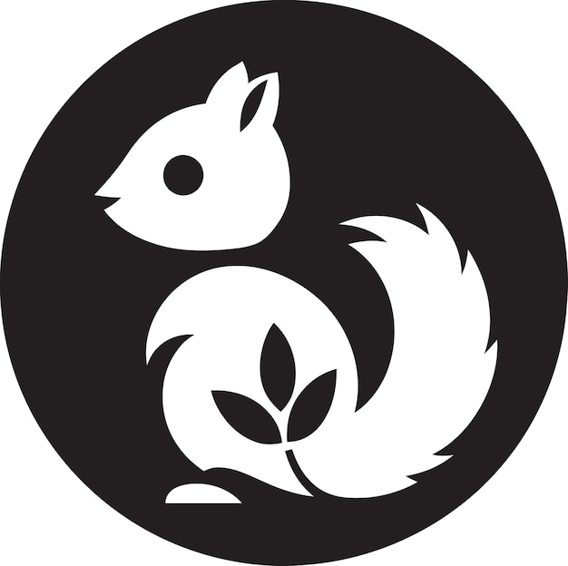 Monochroom Eekhoorn Embleem Zwarte Schoonheid Icon