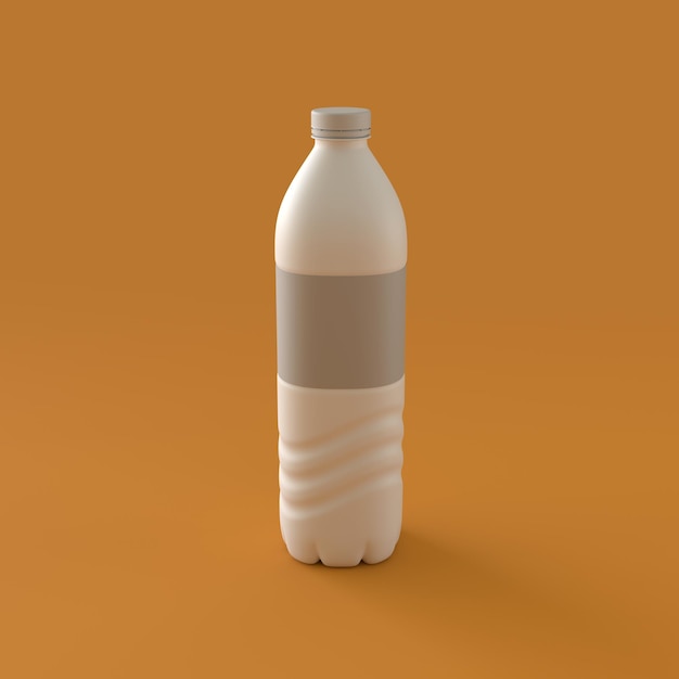 Monochroom fles water op oranje achtergrond 3D-rendering