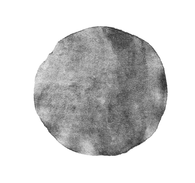 Monochroom grijze aquarel geschilderde cirkel geïsoleerd op wit
