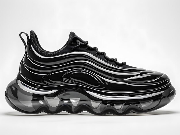 Monochroom paar sneakers met automotive ontwerp op witte achtergrond