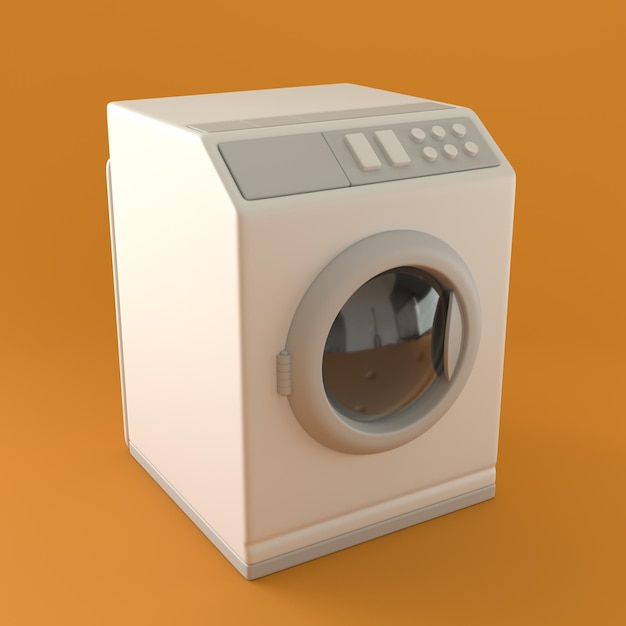 Monochroom Wasmachine Oranje Achtergrond 3D-rendering