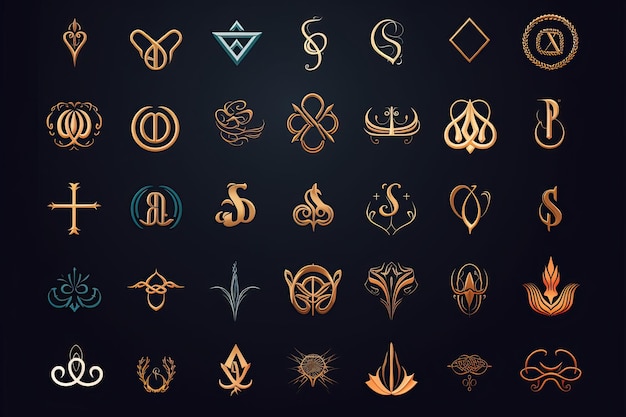 Foto monogram-logo's logo's die bestaan uit één of meer letters, meestal de initialen van een persoon of organisatie
