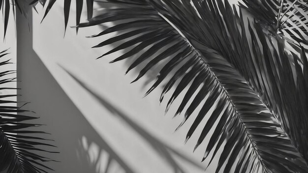 Monotone background wall with palm tree leaf shadows 3d rendering