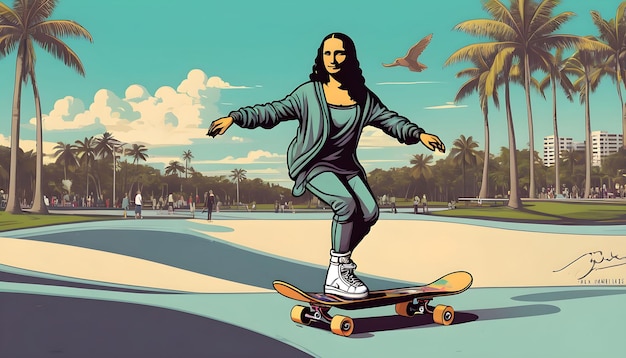 Photo monsa lisa skate boarding in a park