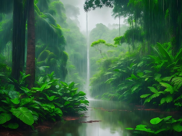 Monsoon rain forest ai generator