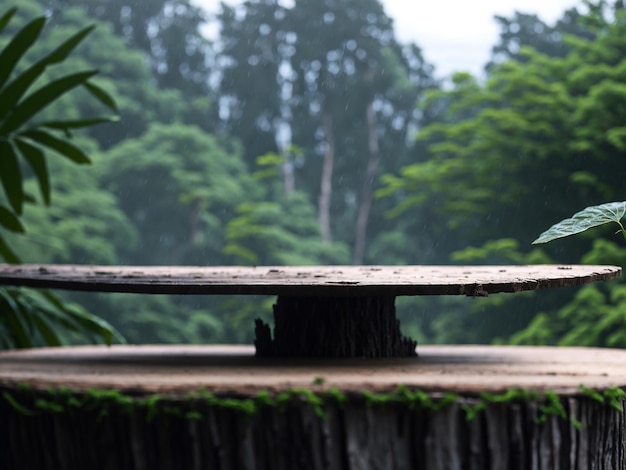 Monsoon rain forest with wooden disc