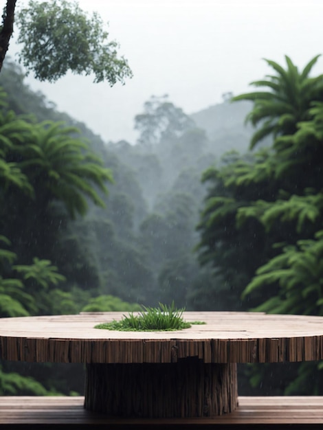 Monsoon rain forest with wooden disc