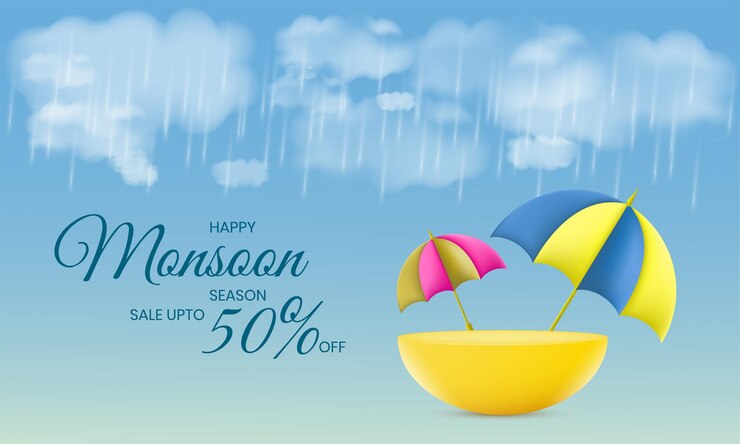 Photo monsoon season sale background banner and poster design vector illustration