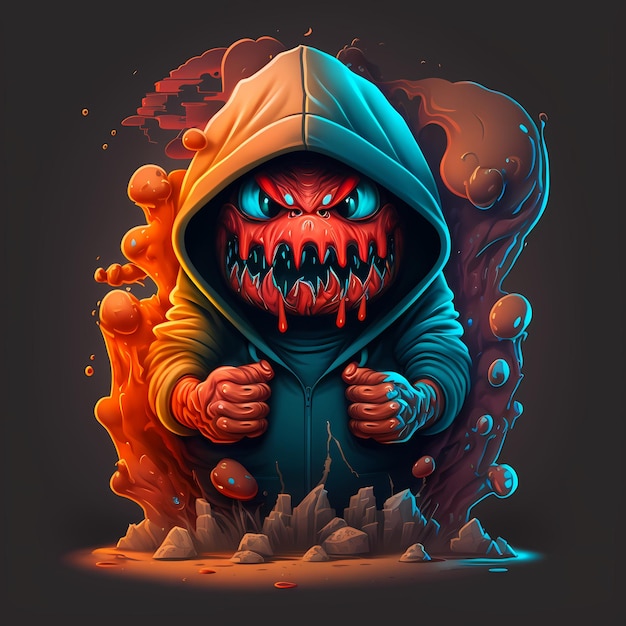 Monster character Illustration with trendy style