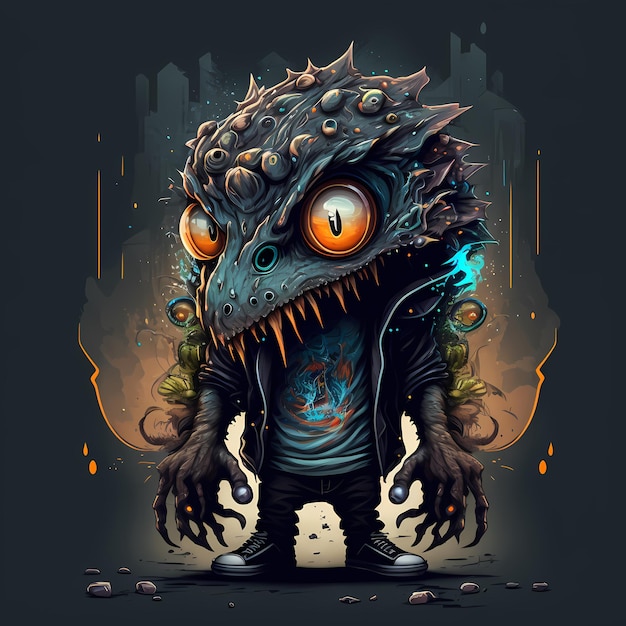 Monster character Illustration with trendy style