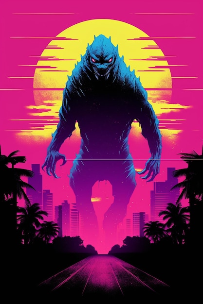 Monster film retro poster