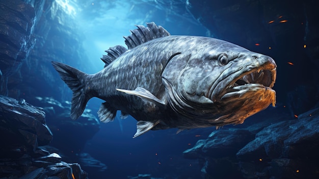 Monster Fish onder water HD 8K behang achtergrond Stock Photographic Image