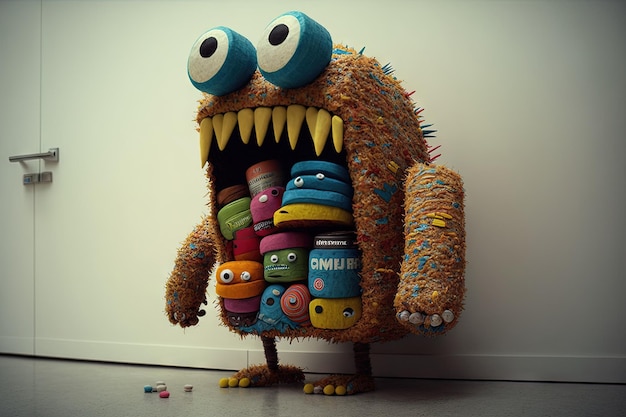 Foto monster gemaakt van junkfood illustratie generatieve ai