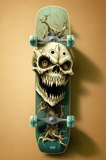 Monster hoofd tekening skateboard ontwerp