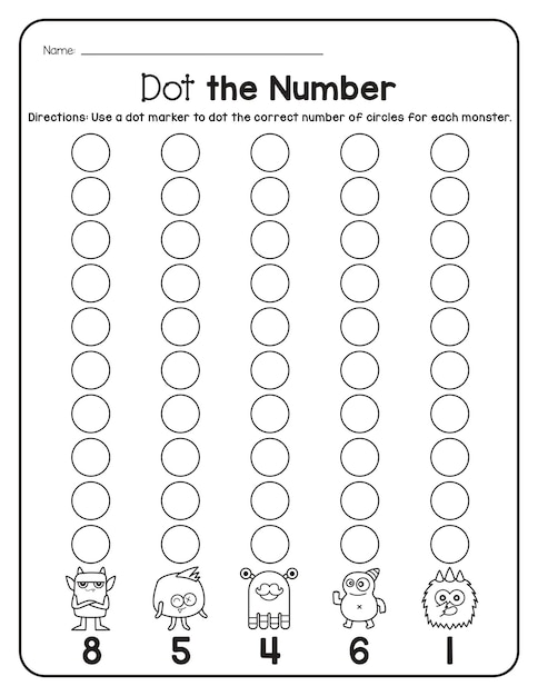 Monster Math Worksheet Numbers