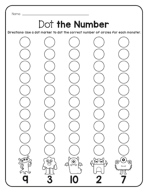 Monster Math Worksheet Numbers