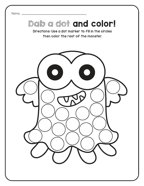 Photo monster math worksheet numbers