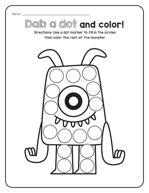 Photo monster math worksheet numbers