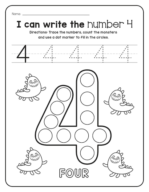 Photo monster math worksheet numbers