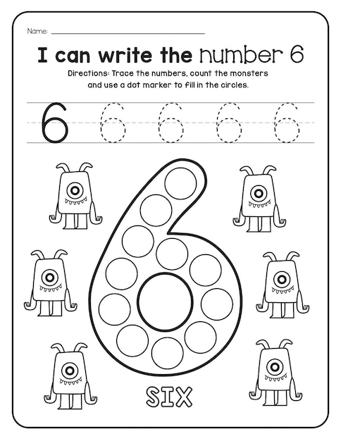 Photo monster math worksheet numbers