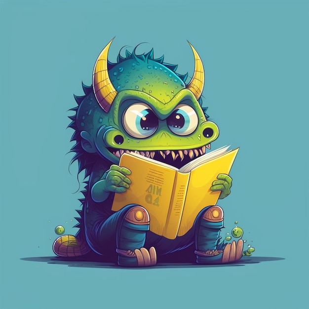 Monster Reading a book Vector Illustration