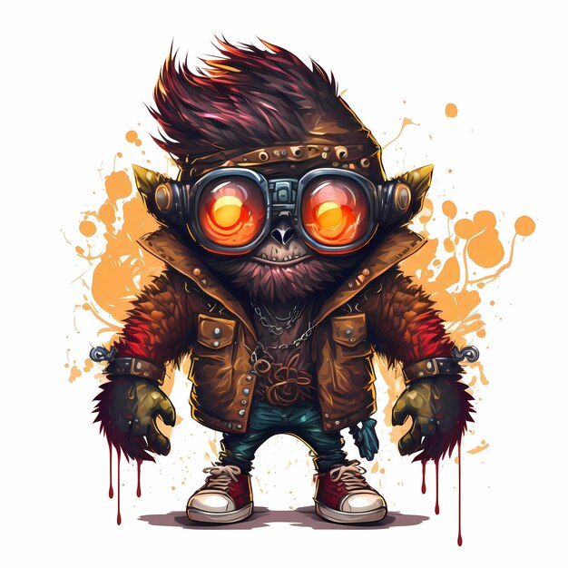 Monster Trendy character wearing eyeglass t-shirt design Illustration