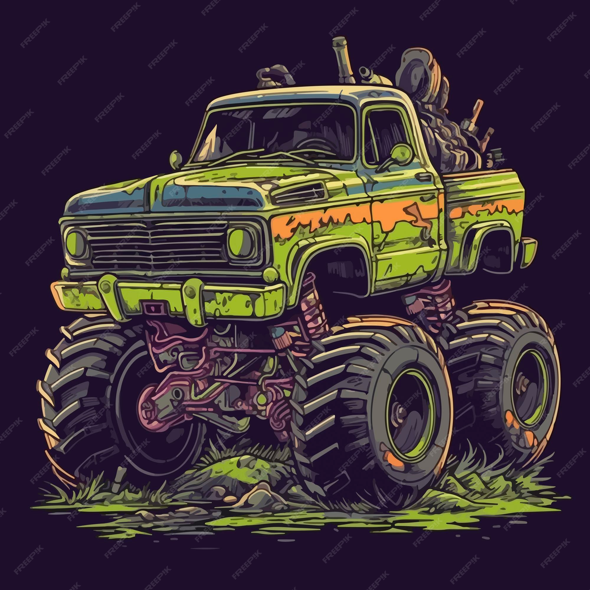 Premium Photo  A monster truck illustration that is from the movie monster  truck series.