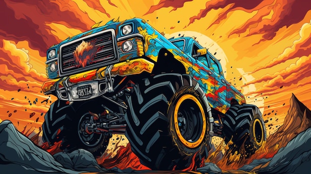 monster truck illustration vibrant