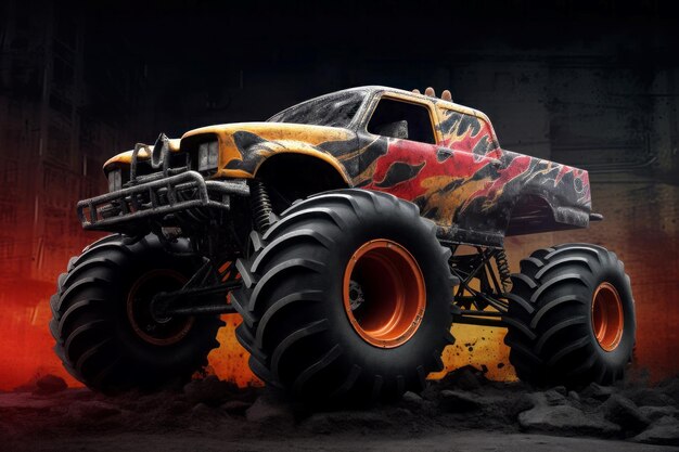 Monster truck reus Extreme snelheid motor evenement race Generate Ai