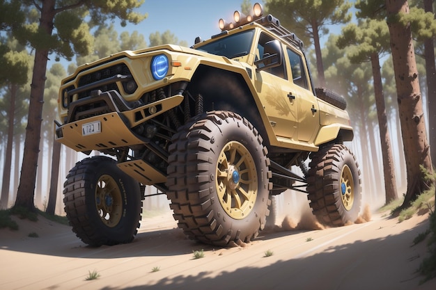 A monster truck yellow