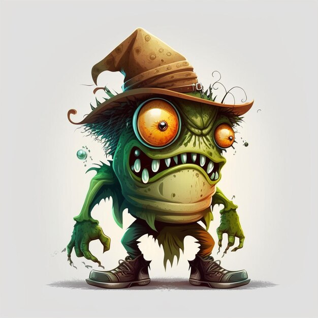 Monster Wearing a Hat Vector Illustration