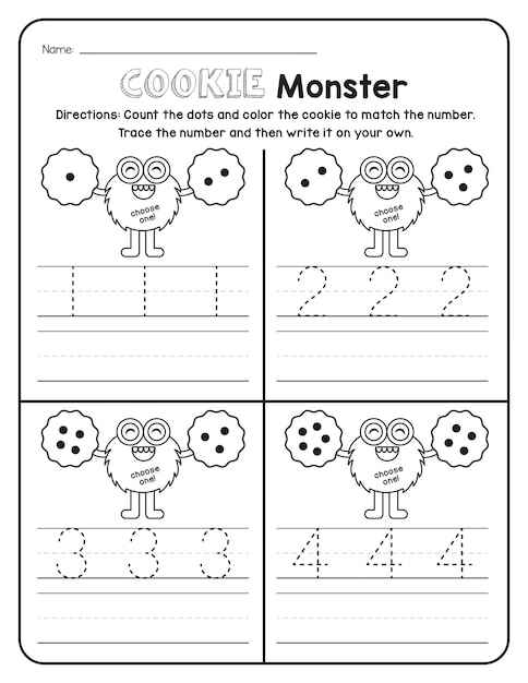 Monster wiskunde werkbladnummers