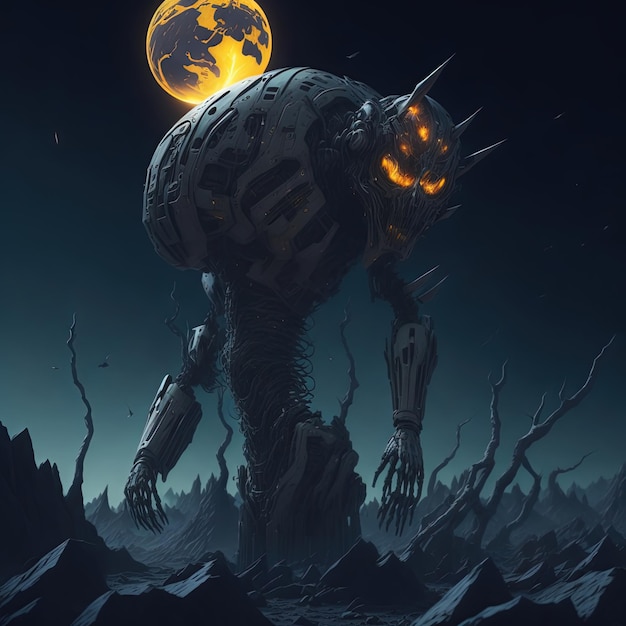 A monster with a moon on its head