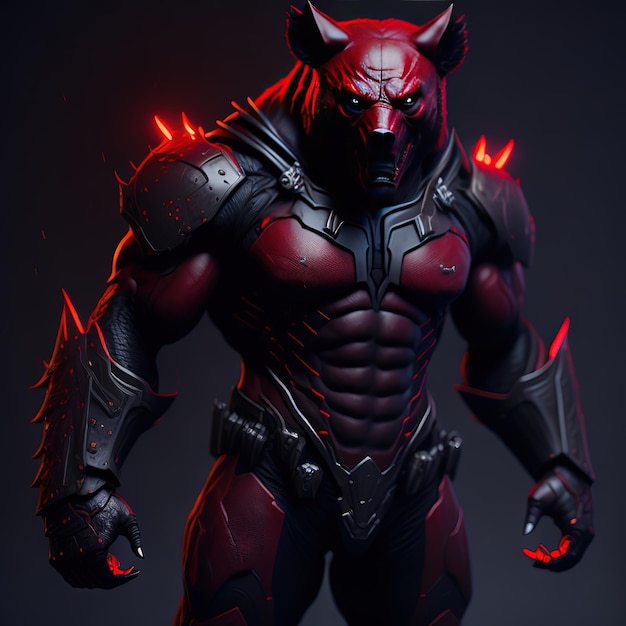 A monster with a red glowing light on his face