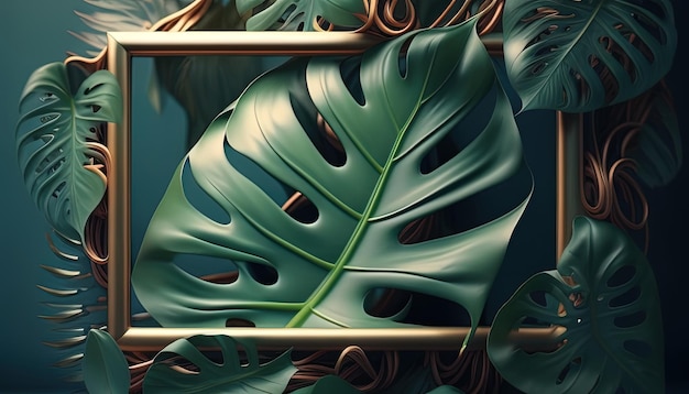 Monstera blad digitale kunst illustratie Generatieve AI