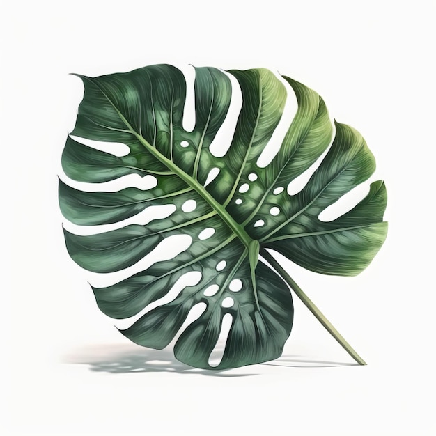 Monstera Deliciosa, groene pastel, aquarelstijl, witte achtergrond