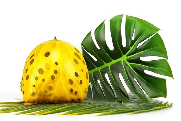 Photo monstera deliciosa leaf the ceriman flowering plant native to tropical forests palm leaf with hole pattern isolated on white background generate ai