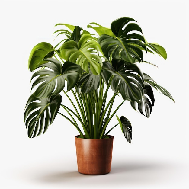 Photo monstera deliciosa swiss cheese plant studio shot isolated on clear background generative ai