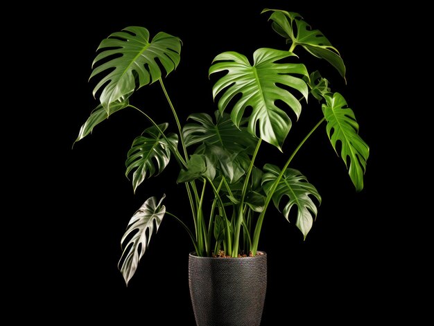 Photo monstera deliciosa swiss cheese plant studio shot isolated on clear background generative ai