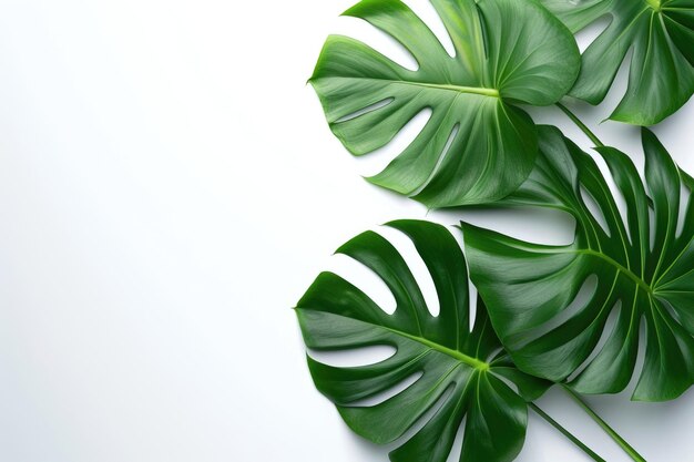 Monstera delicosa plant leaf on a white background mockup