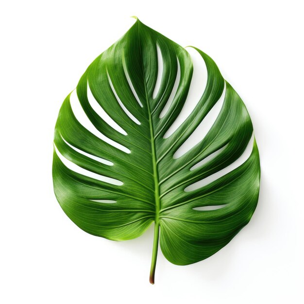 Monstera green leave isolated on white background