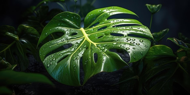 monstera in the jungle ai generative