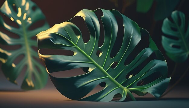 Monstera leaf digital art illustration Generative AI